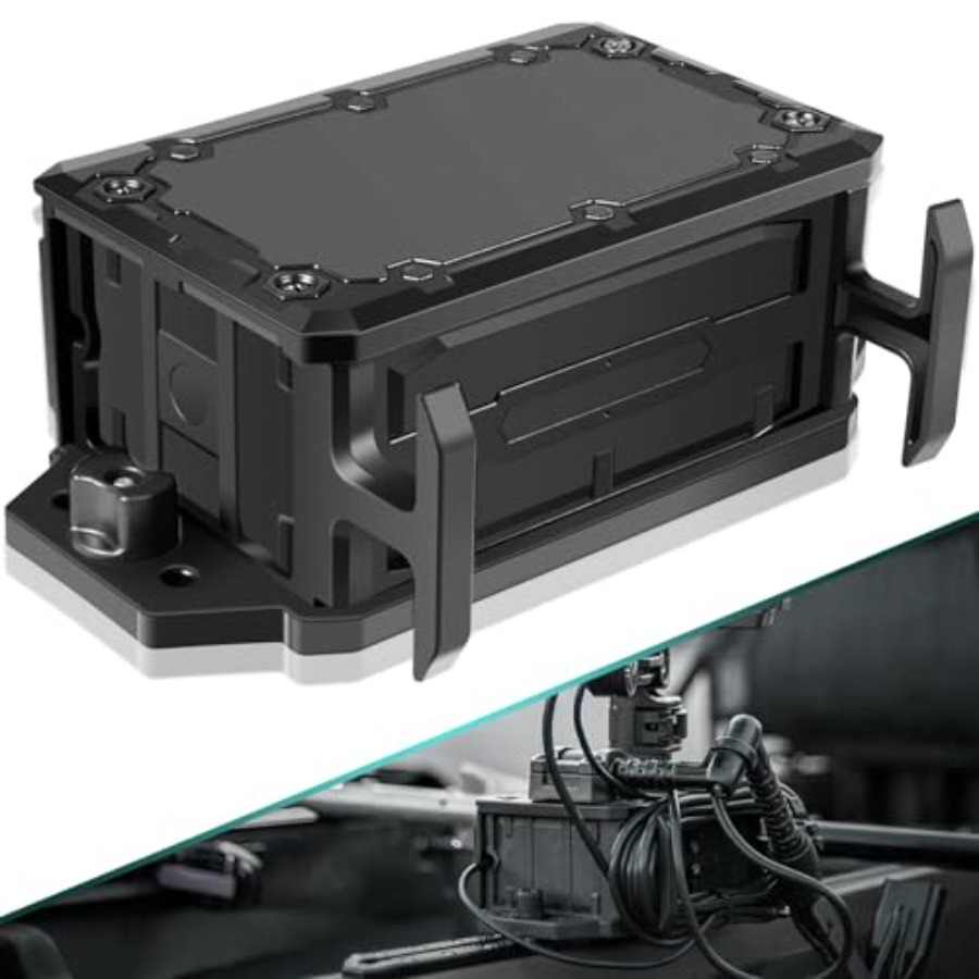 Fish Finder Mount - Schienenmontierte Batteriebox für Fischfinder: ABS-Kunststoff, Schwarz,