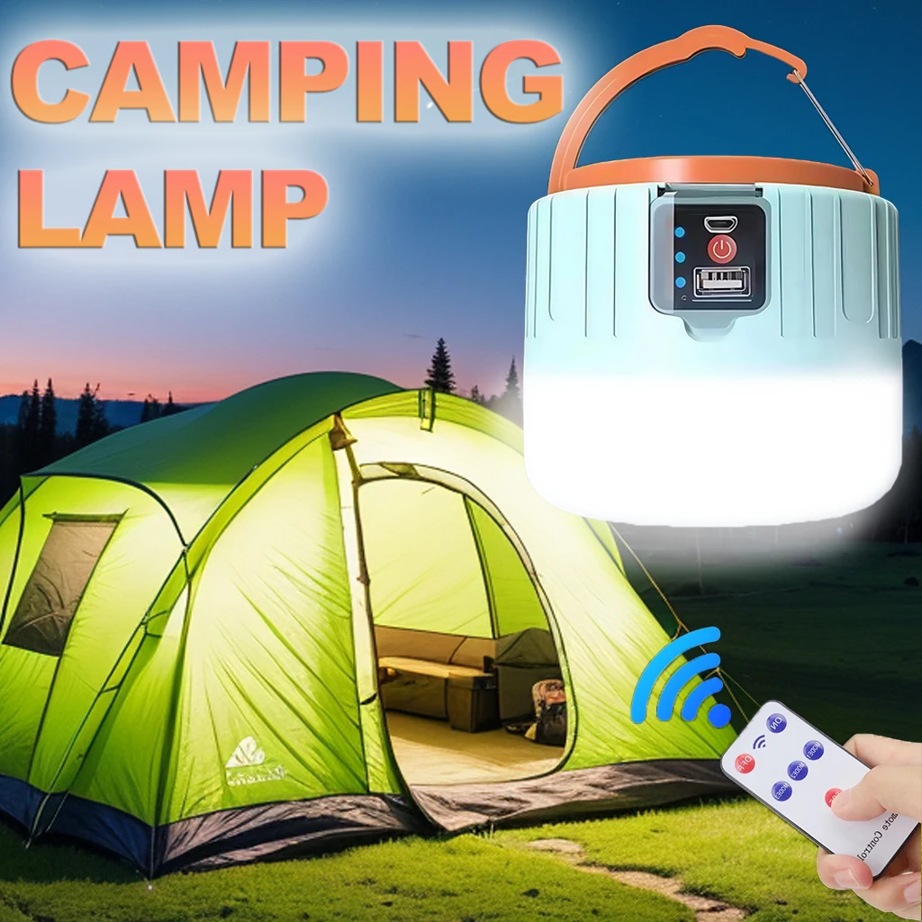 Fishing Light - Solar-Camping-Laterne, wiederaufladbar, tragbares LED-Arbeitslicht mit Fernbedienung,