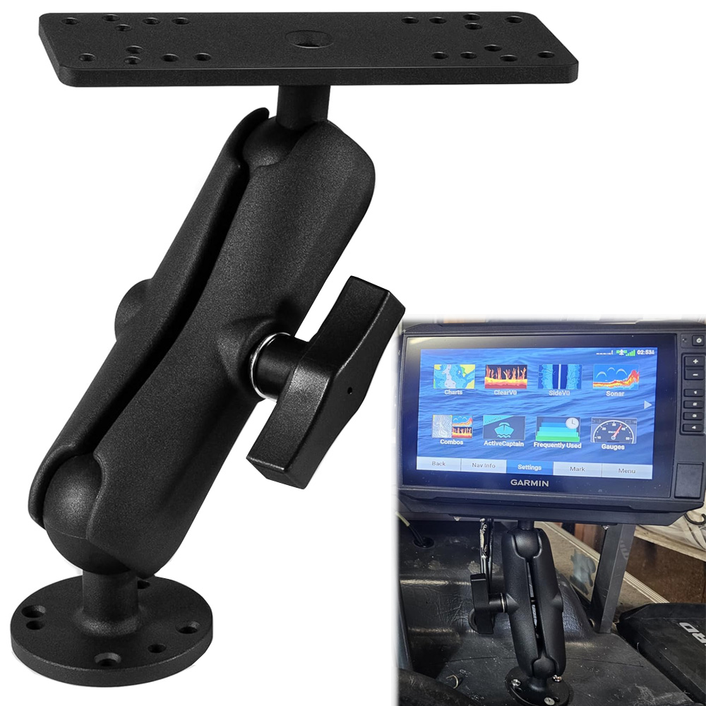Fish Finder Mount - Aluminium-Fischfinder-Halterung mit 1,5-Zoll-/C-Größen-Kugelgelenk, mittelgroßer Arm für