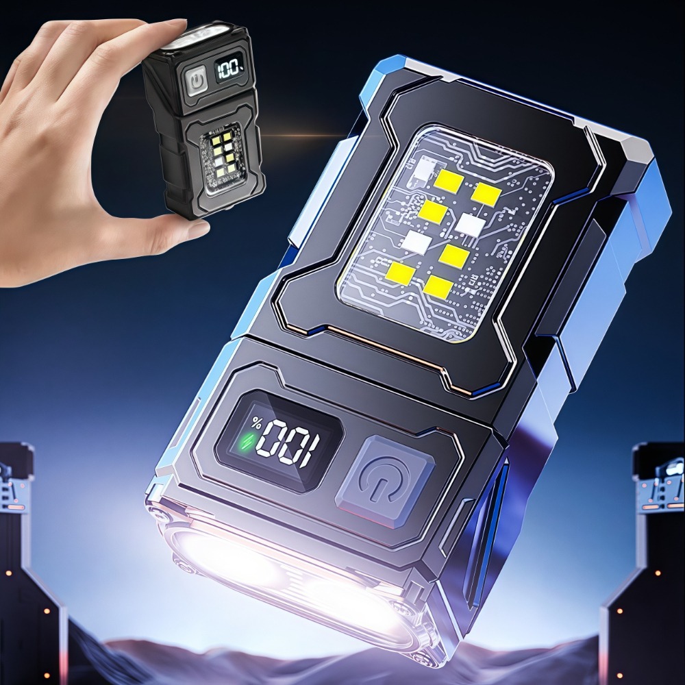 Fishing Light - Wiederaufladbare Mini-LED-Taschenlampe mit Magnetclip, Arbeitsleuchte, Schlüsselanhänger-Licht,