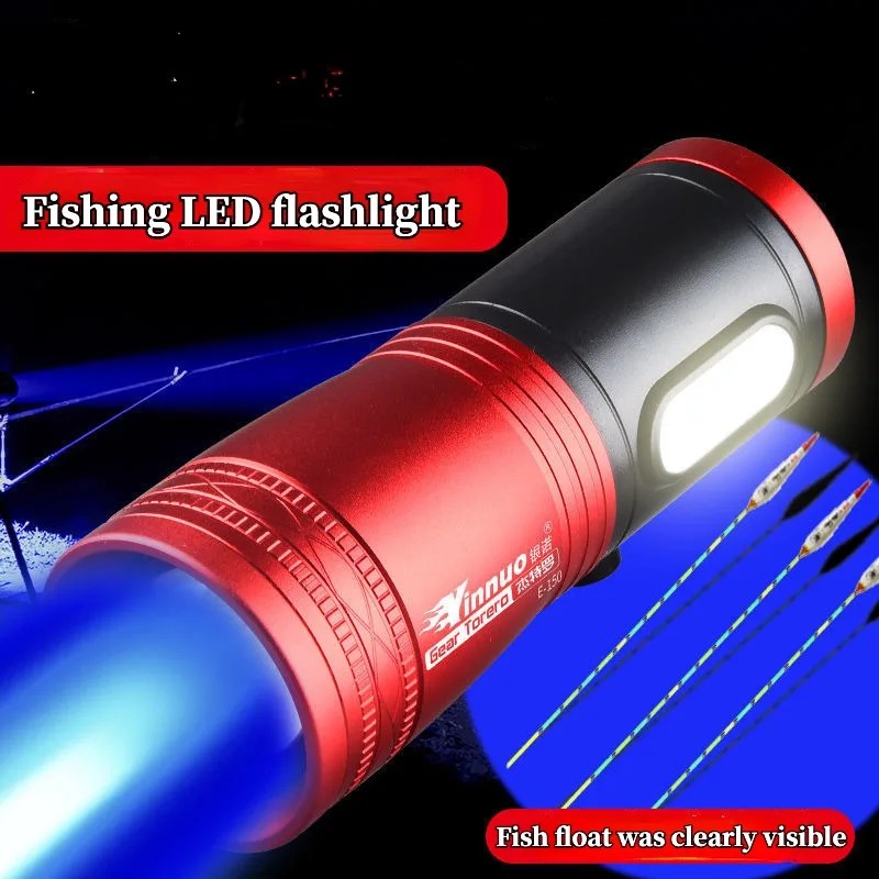 Fishing Light - Tragbare Angellaterne, wiederaufladbar, 4 Lichtquellen, Angel-LED-Taschenlampe,