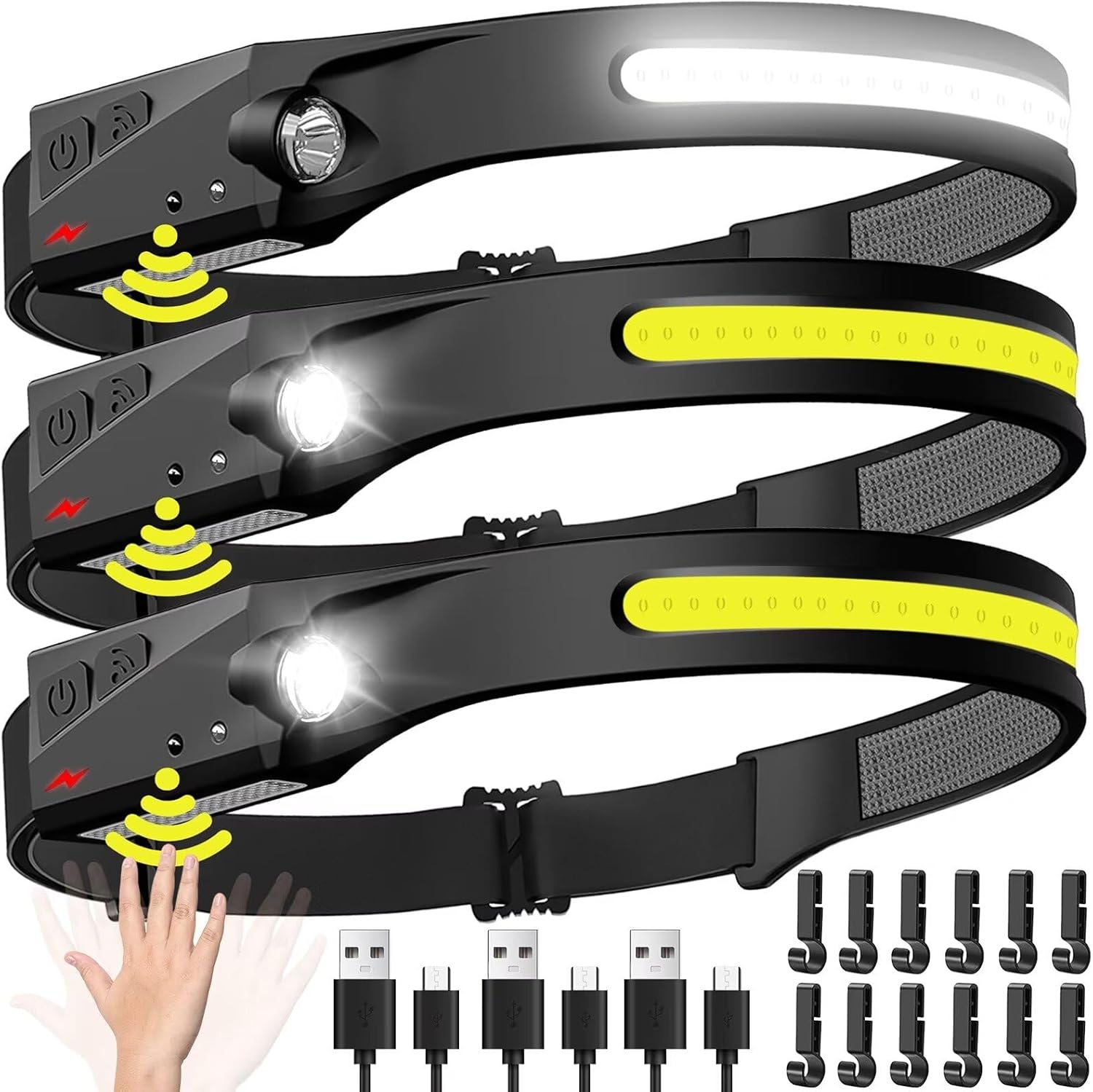 Fish Finder Battery - Sensor-Stirnlampe, LED-Stirnlampe, wiederaufladbarer Scheinwerfer, Stirnlampe, eingebauter